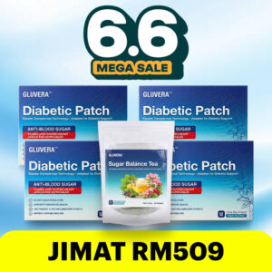 MEGA SALES 6.6 SEMBUH (3 KOTAK GLUVERA PATCH + FREE 1 KOTAK + FREE 1 HERBAL TEA)